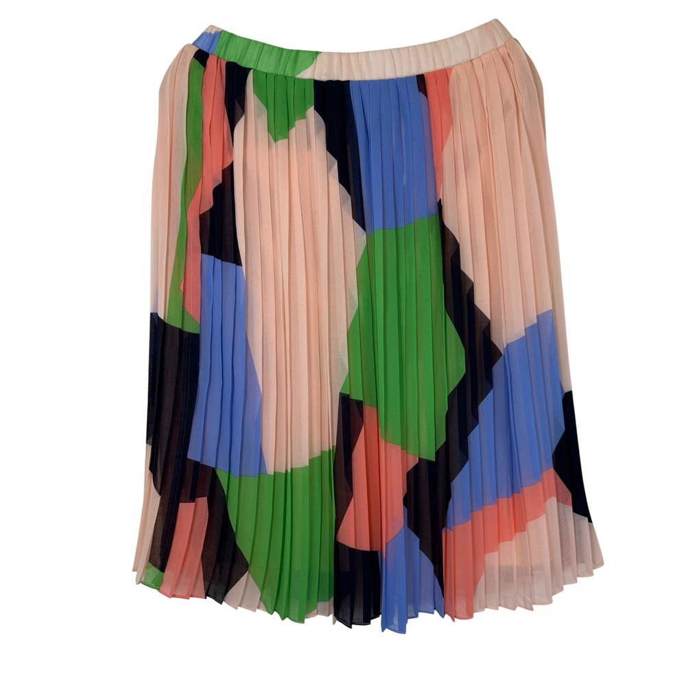 Banana Republic Pleated Skirt Women Size XS Multicolor Geometric Colorblock Midi